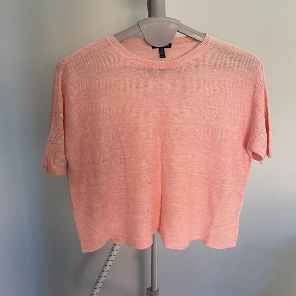 Eileen Fisher Pink Organic Linen knit T shirt - Picture 1 of 4